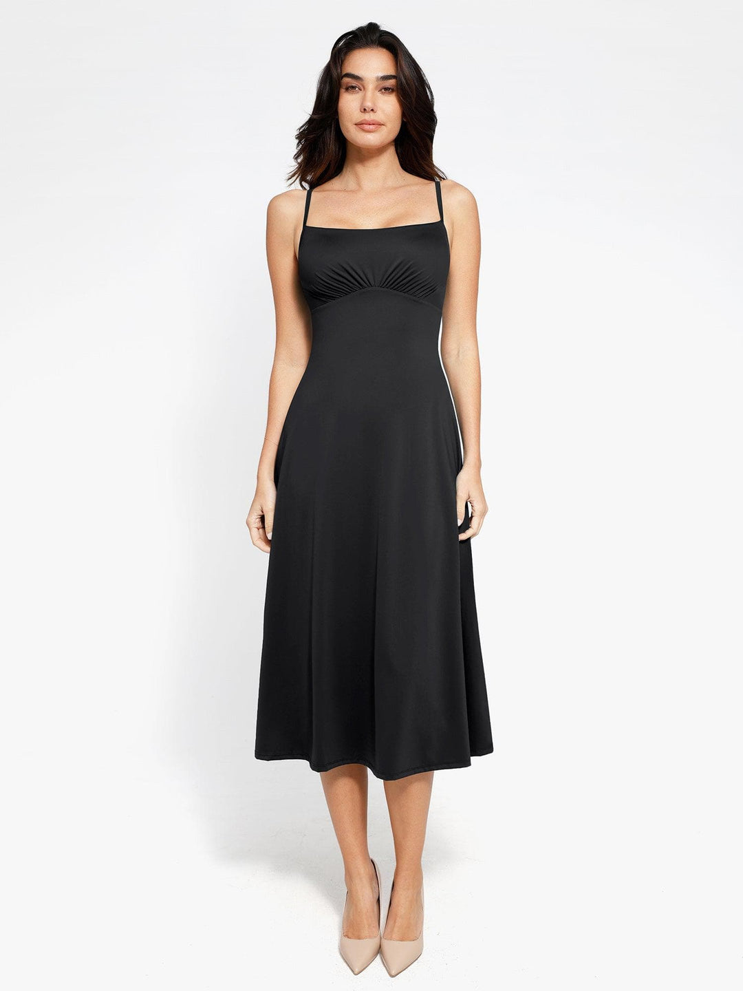 Shapewear Built-In Tummy Control A-Line Midi Dresses - Modefluss
