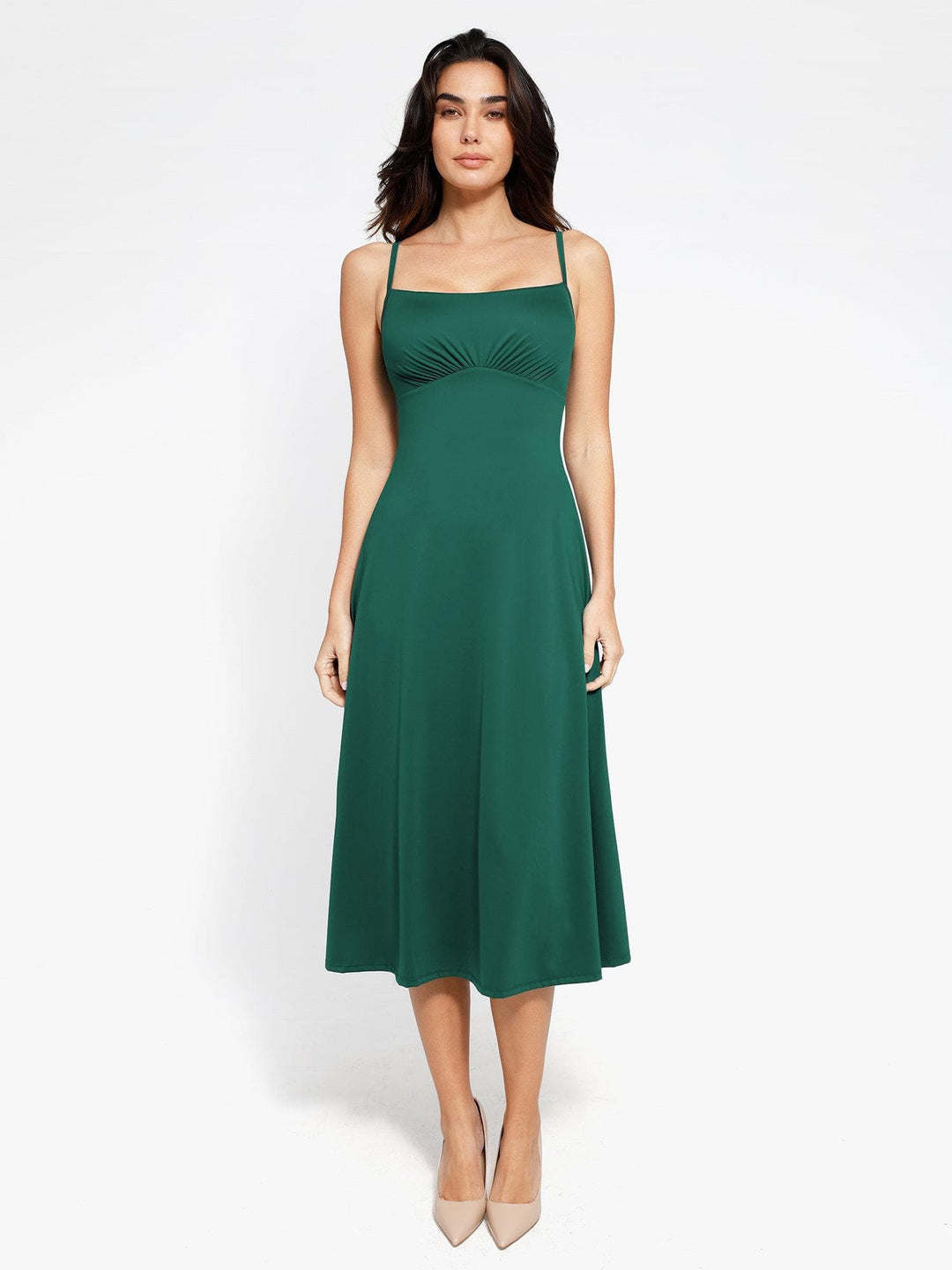 Shapewear Built-In Tummy Control A-Line Midi Dresses - Modefluss