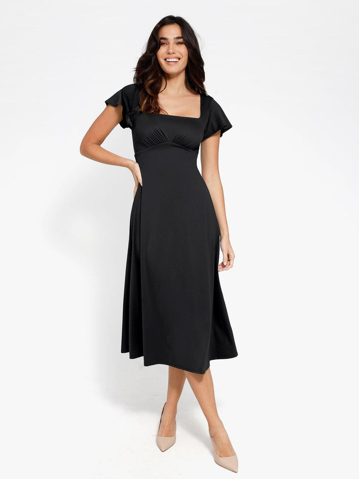 Shapewear Built-In Tummy Control A-Line Midi Dresses - Modefluss