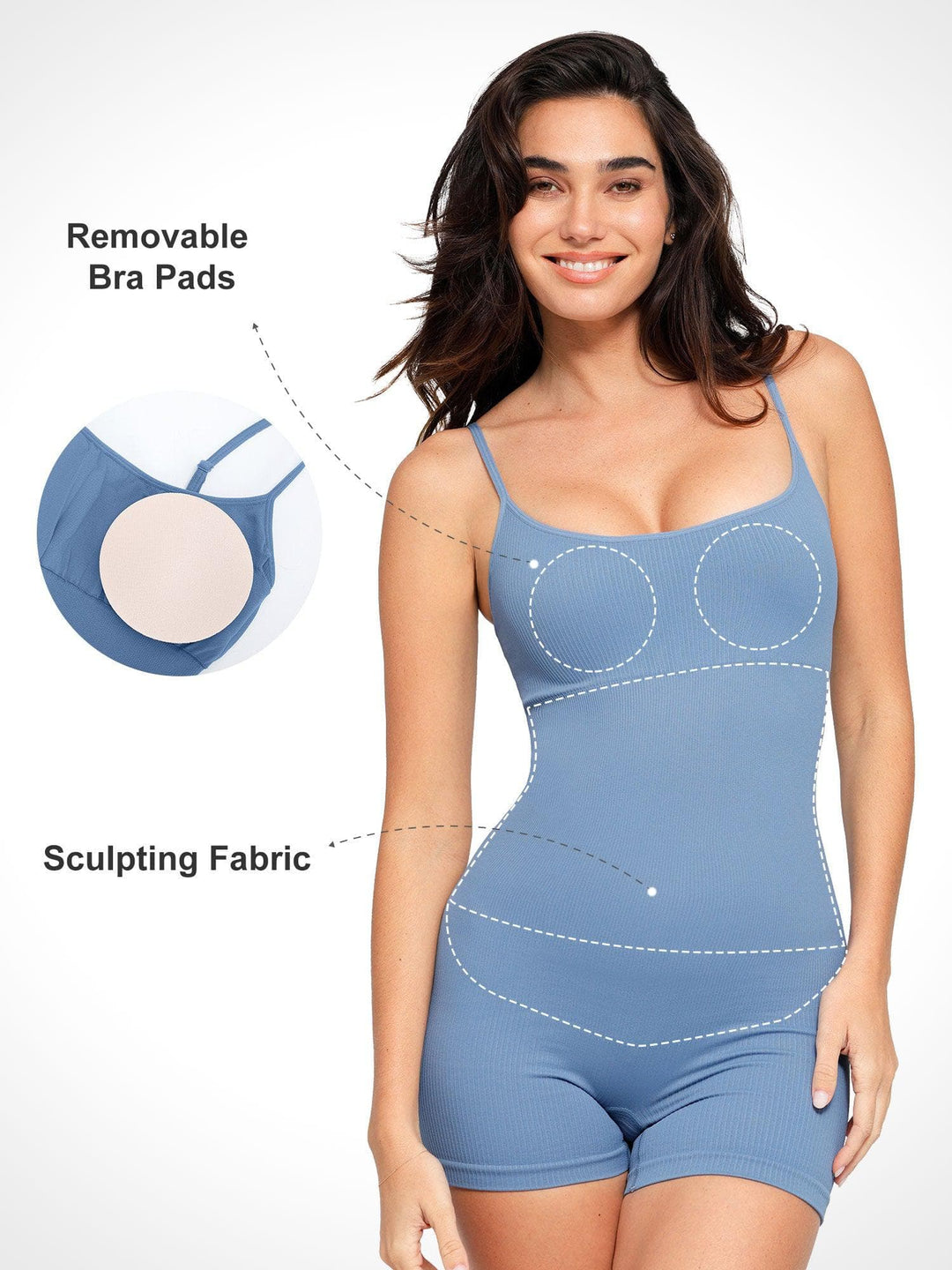 Shapewear Seamless Rib Strappy Romper - Modefluss