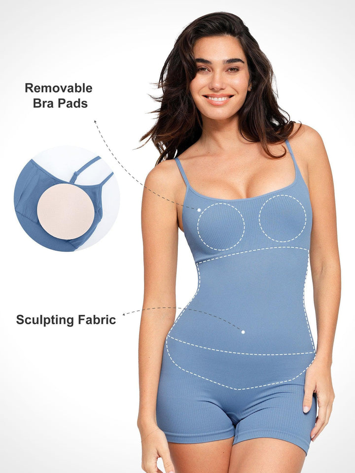 Shapewear Seamless Rib Strappy Romper - Modefluss