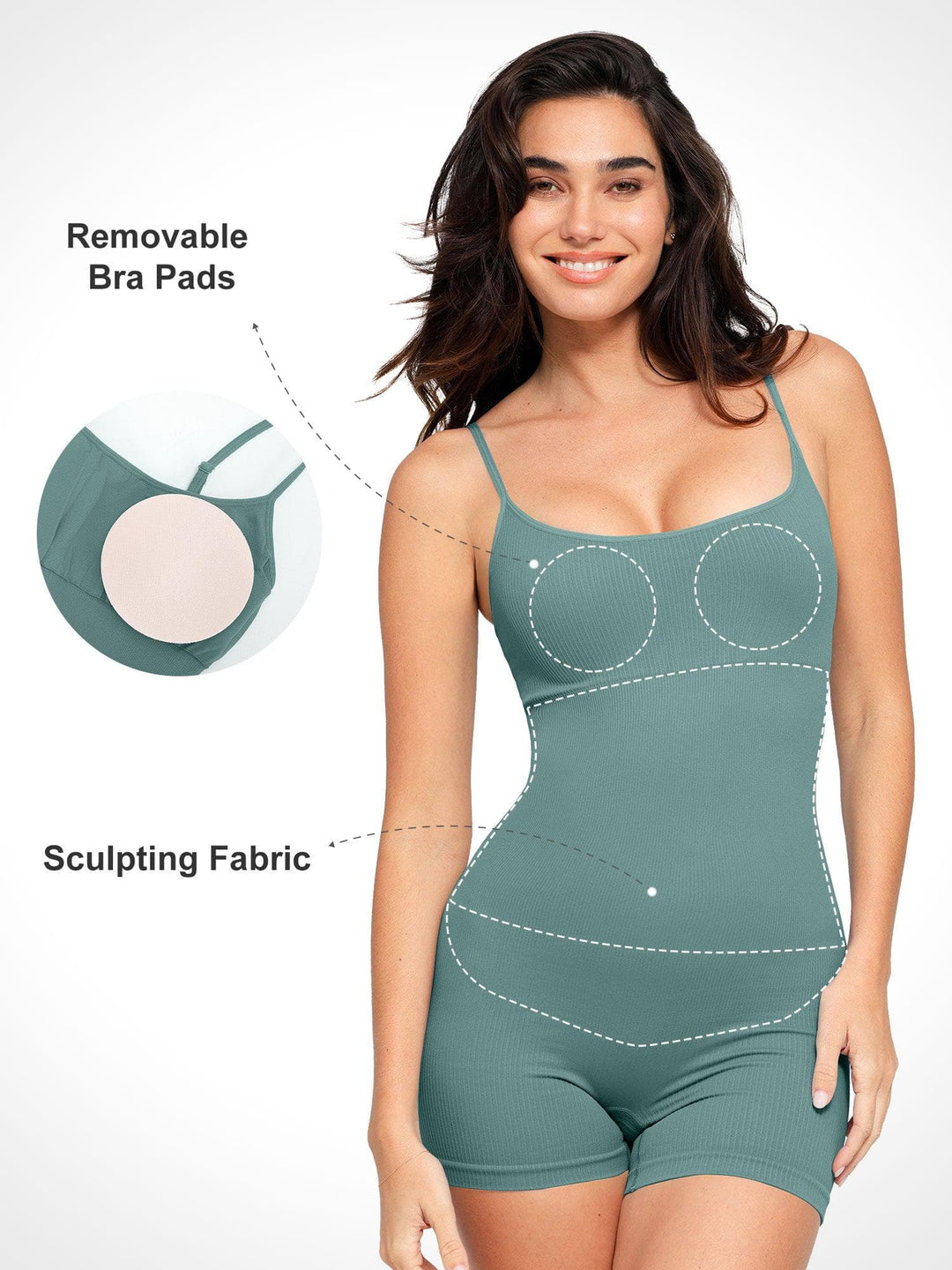 Shapewear Seamless Rib Strappy Romper - Modefluss