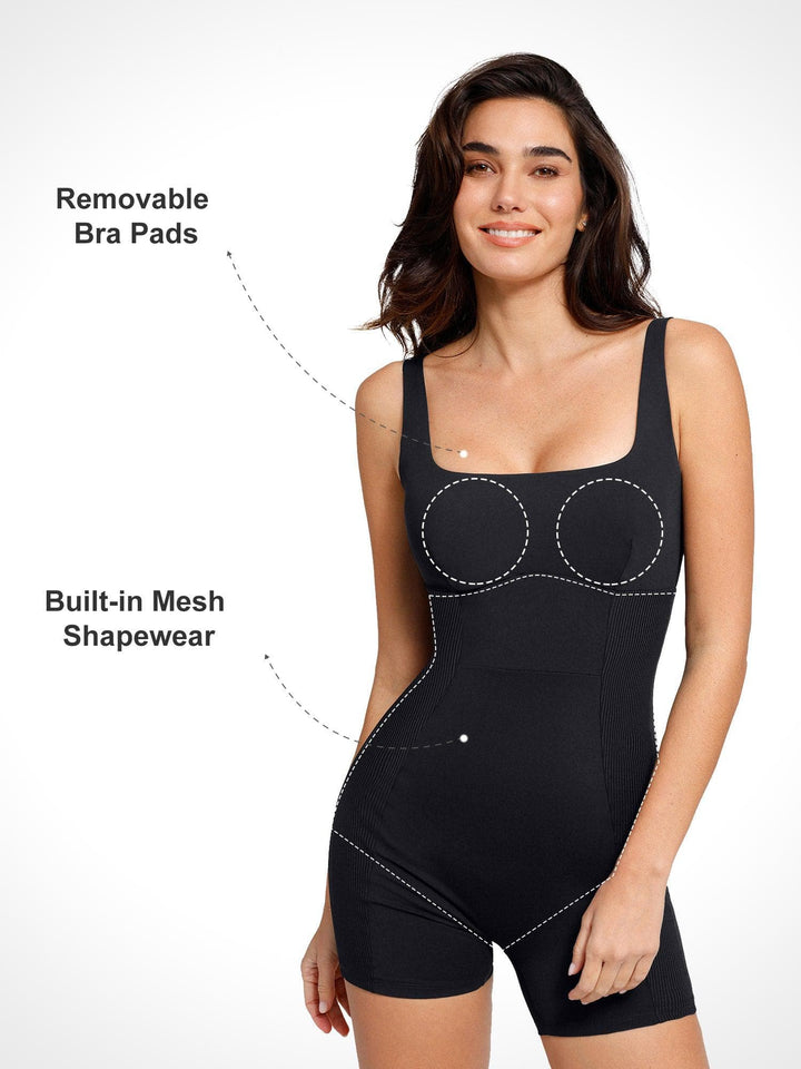 Shapewear Square Neck Strappy Romper - Modefluss