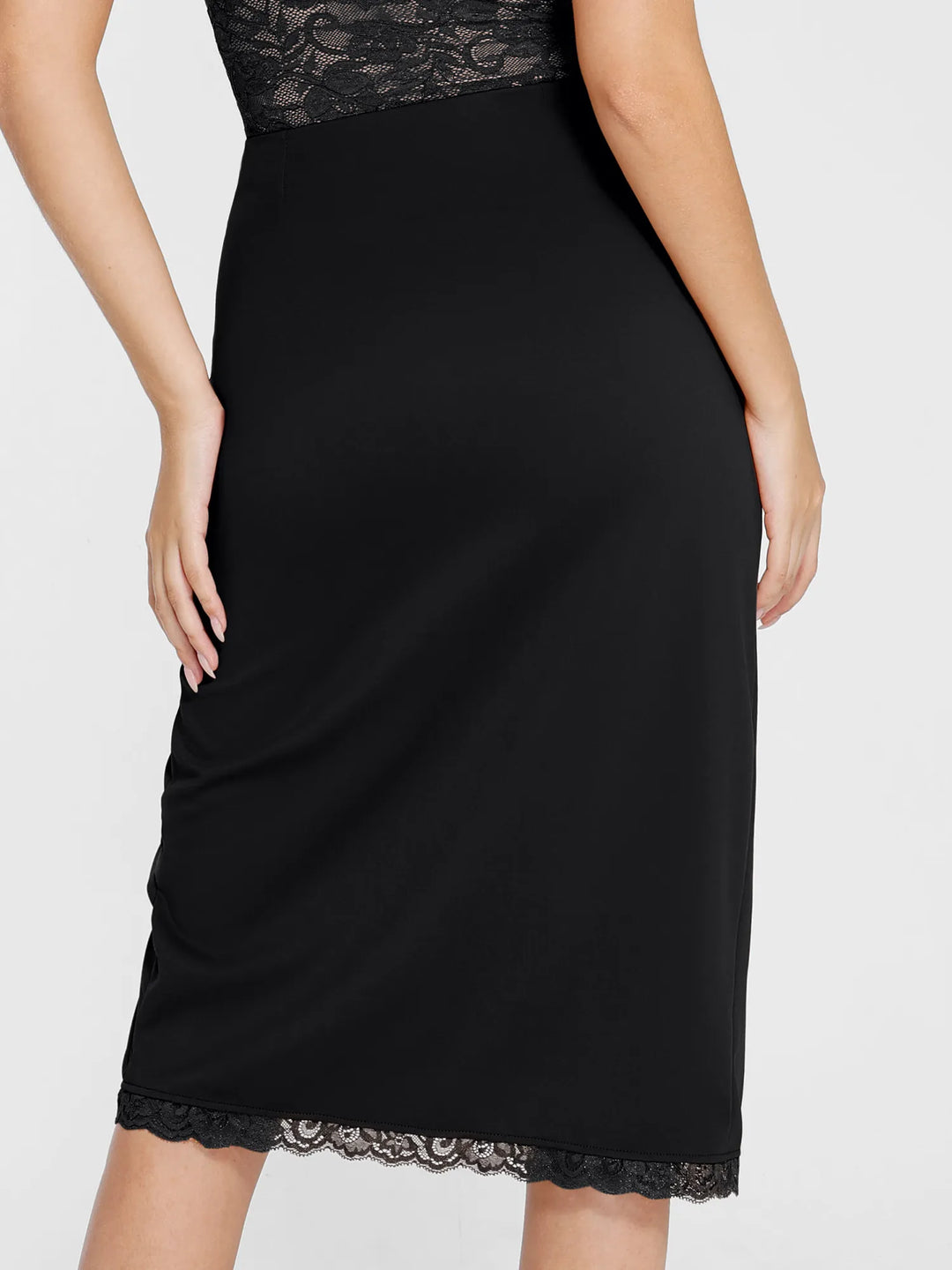 Shapewear Slimming Lace Trim Midi Wrap Skirt - Modefluss