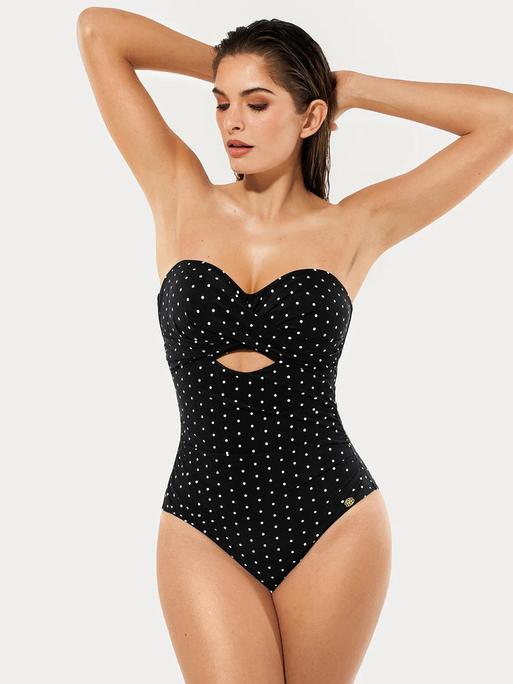 Twist & Shirred Sculpting One-Piece with Removable Straps - Modefluss