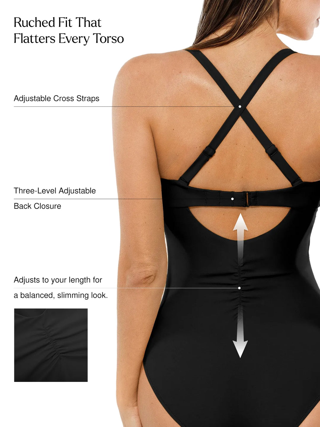 Twist & Shirred Sculpting One-Piece with Removable Straps - Modefluss