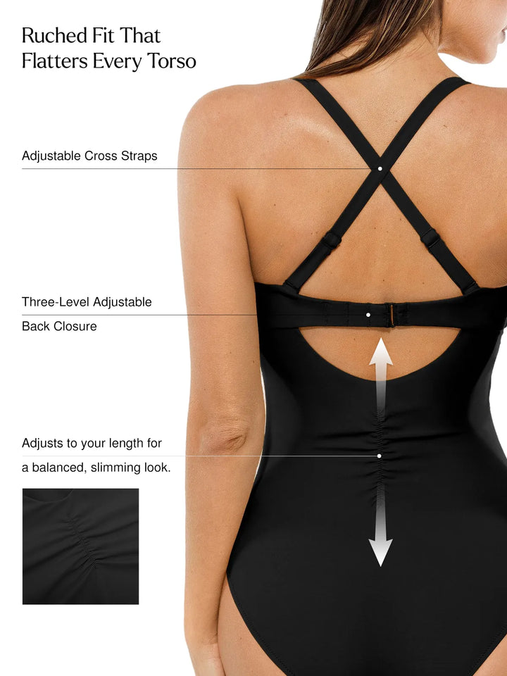 Twist & Shirred Sculpting One-Piece with Removable Straps - Modefluss