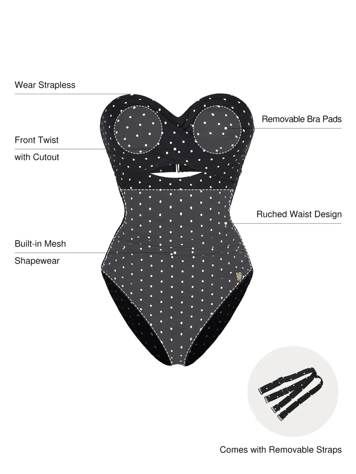 Twist & Shirred Sculpting One-Piece with Removable Straps - Modefluss