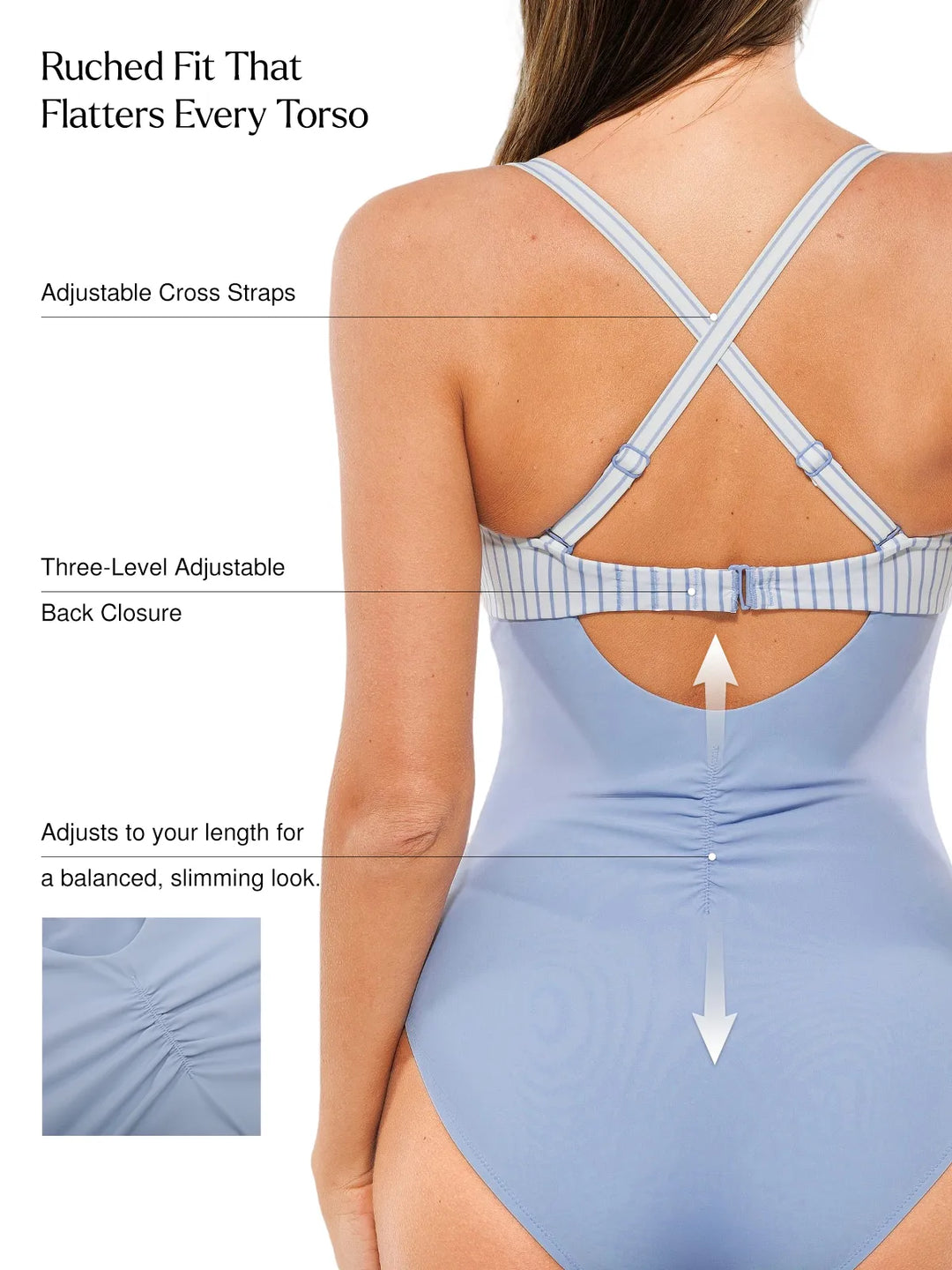 Twist & Shirred Sculpting One-Piece with Removable Straps - Modefluss
