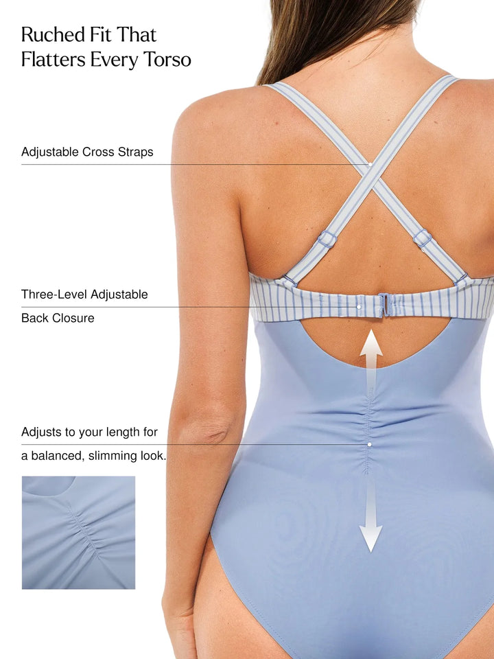 Twist & Shirred Sculpting One-Piece with Removable Straps - Modefluss
