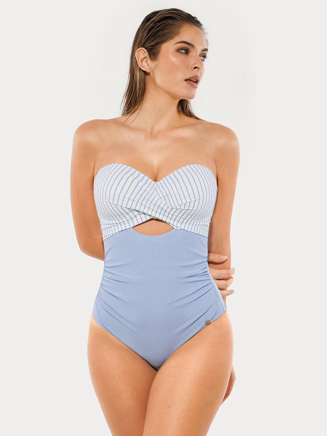 Twist & Shirred Sculpting One-Piece with Removable Straps - Modefluss