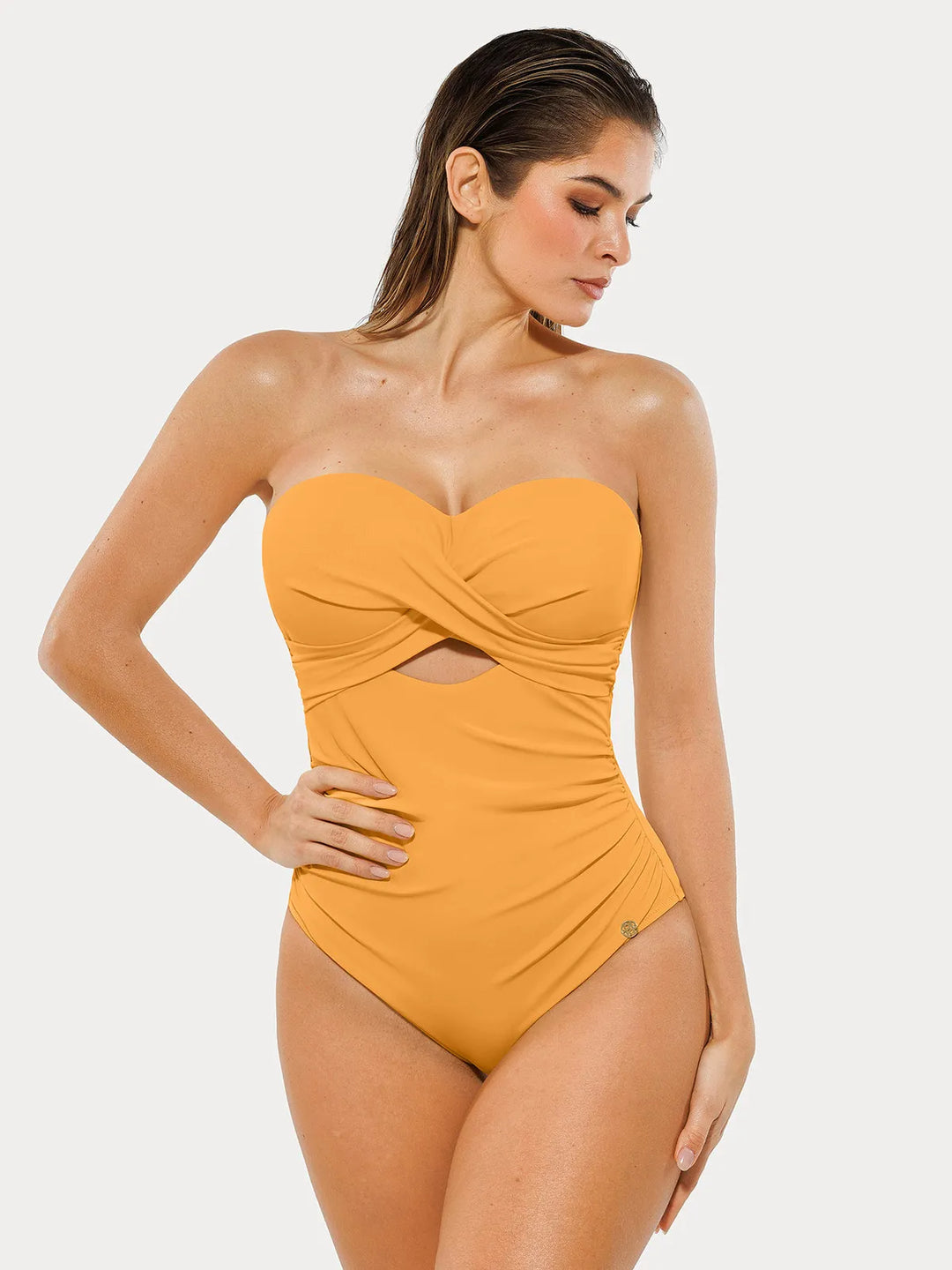 Twist & Shirred Sculpting One-Piece with Removable Straps - Modefluss