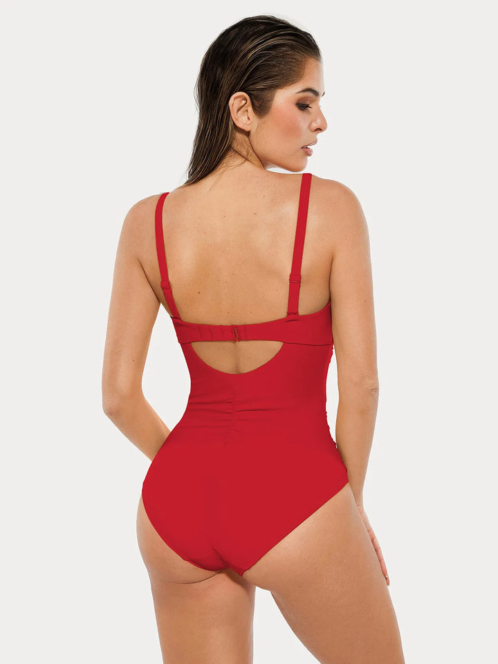 Twist & Shirred Sculpting One-Piece with Removable Straps - Modefluss