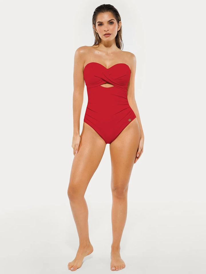 Twist & Shirred Sculpting One-Piece with Removable Straps - Modefluss