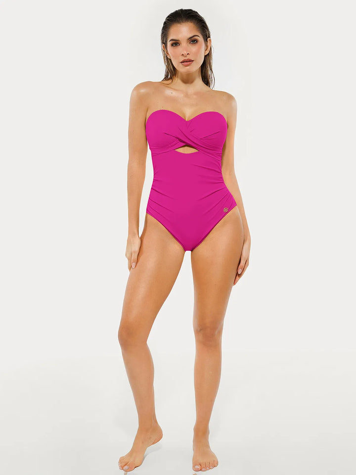 Twist & Shirred Sculpting One-Piece with Removable Straps - Modefluss