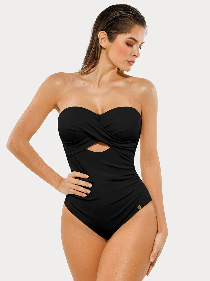 Twist & Shirred Sculpting One-Piece with Removable Straps - Modefluss