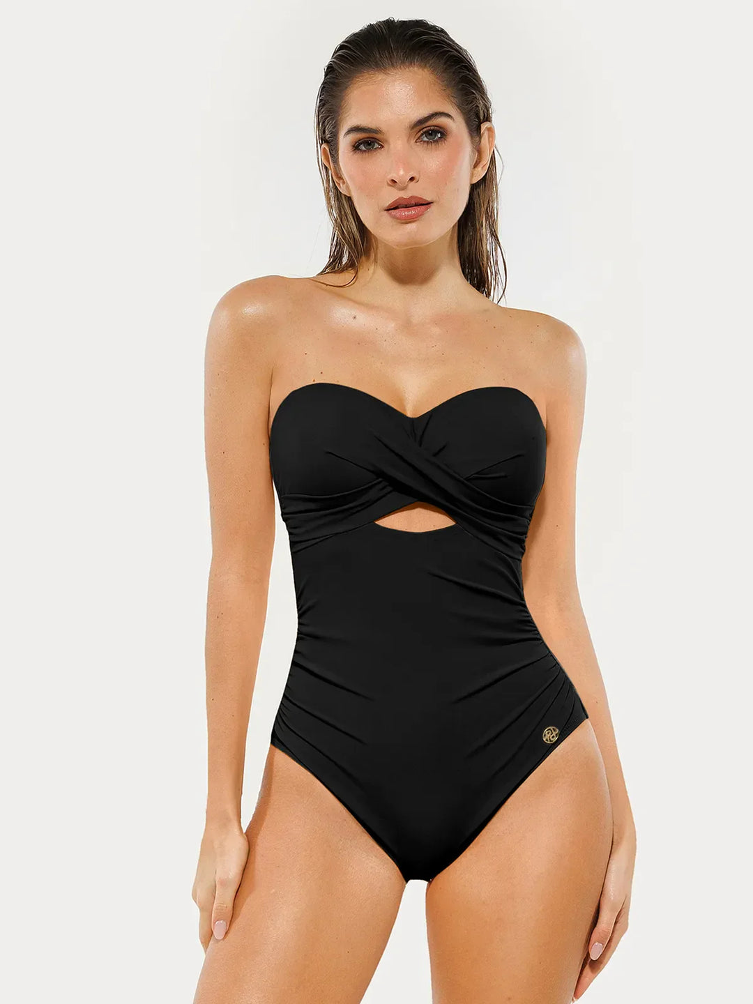 Twist & Shirred Sculpting One-Piece with Removable Straps - Modefluss