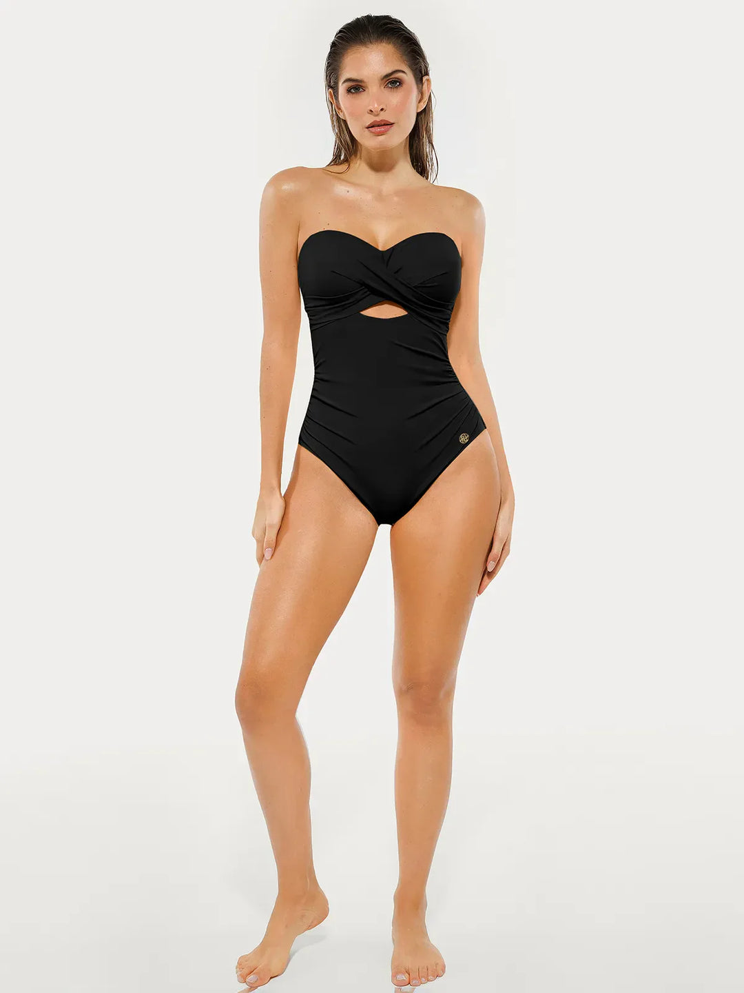 Twist & Shirred Sculpting One-Piece with Removable Straps - Modefluss
