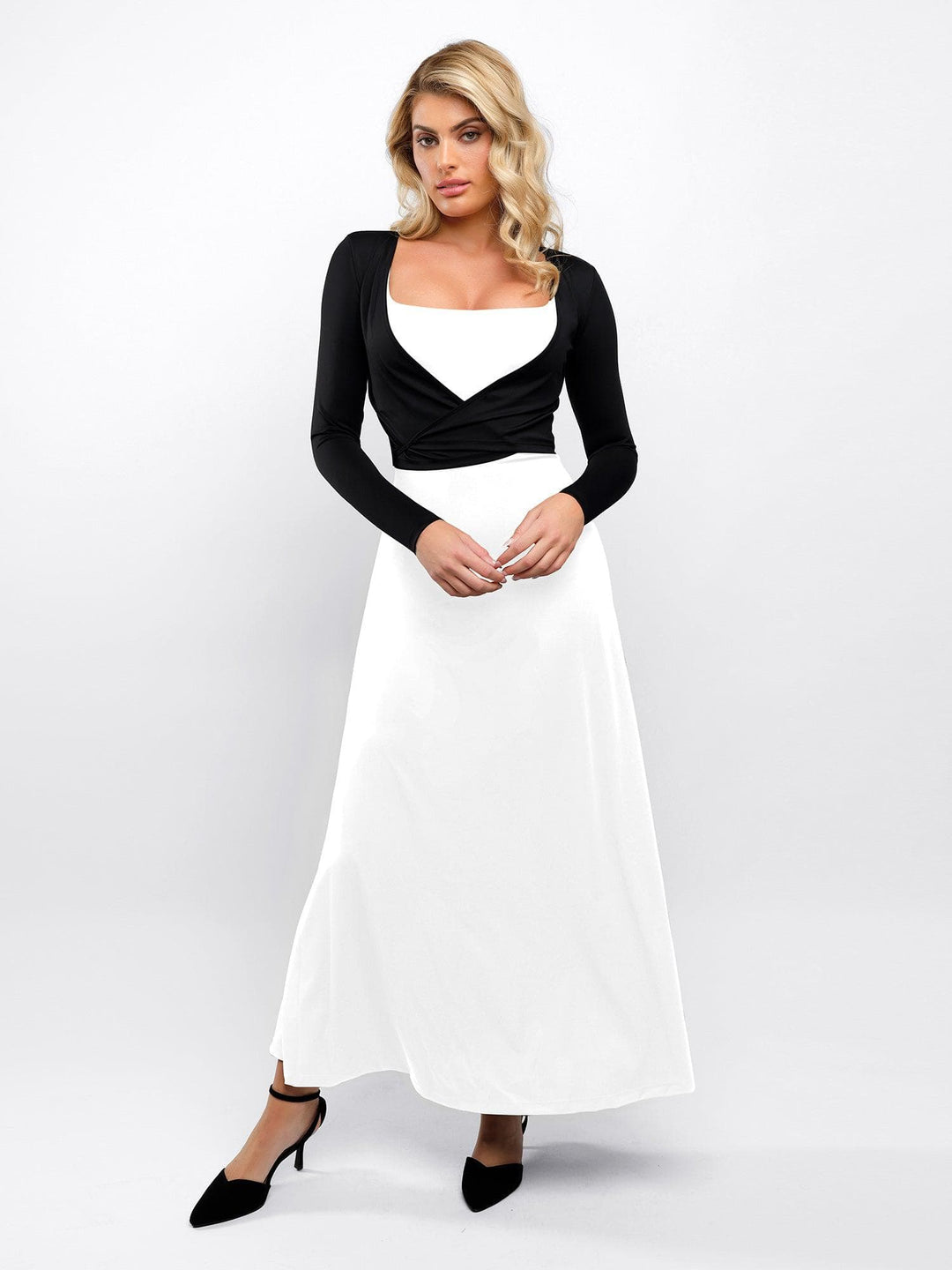 Two-Way Long Sleeve Ballet Wrap Cardigan - Modefluss