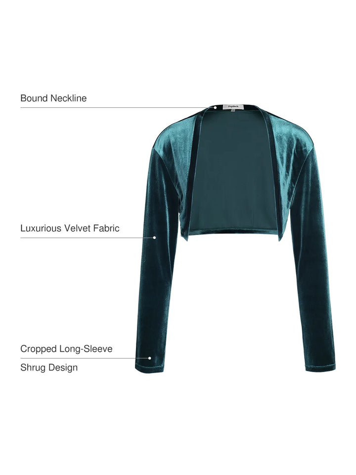 Velvet Long-Sleeve Shrug Bolero - Modefluss