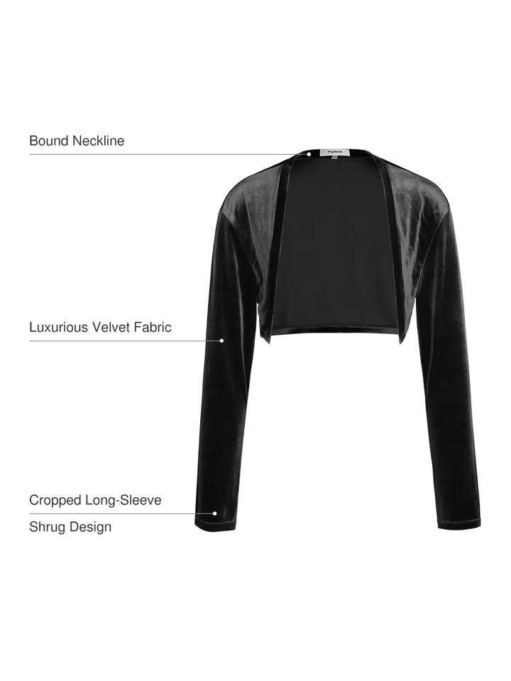 Velvet Long-Sleeve Shrug Bolero - Modefluss