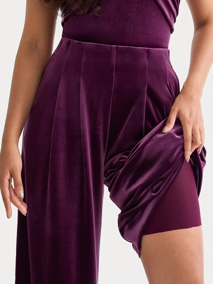 Velvet Wide-Leg Sculpting Trousers - Modefluss