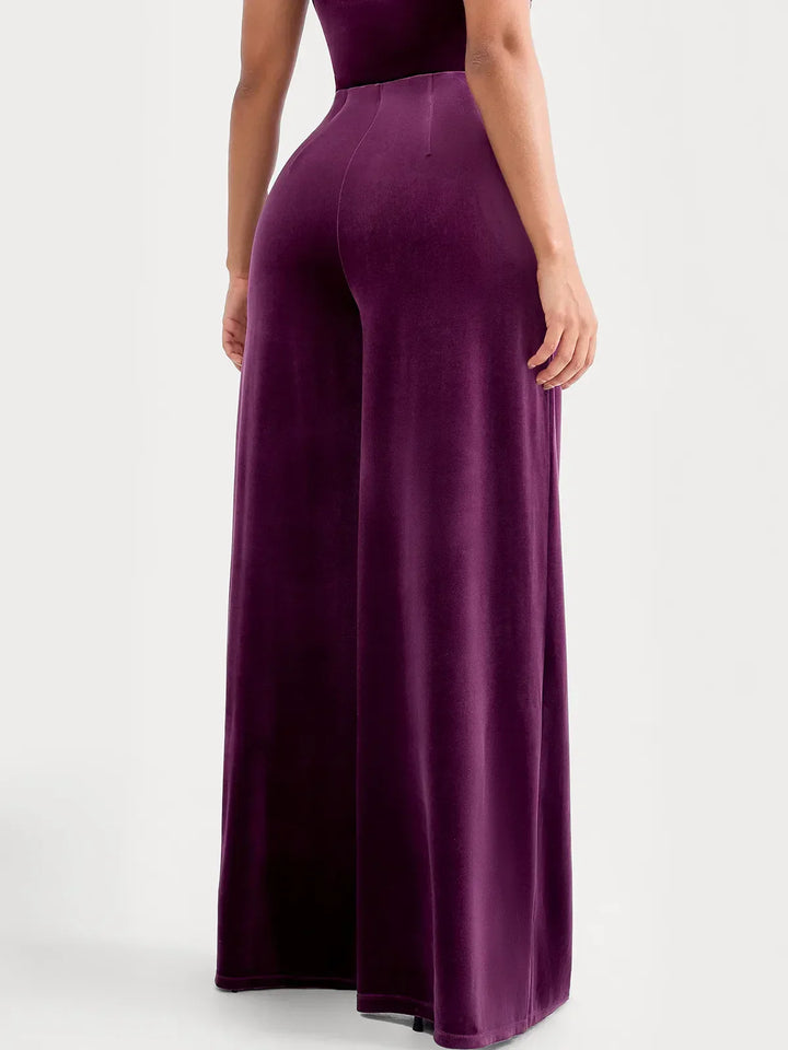 Velvet Wide-Leg Sculpting Trousers - Modefluss