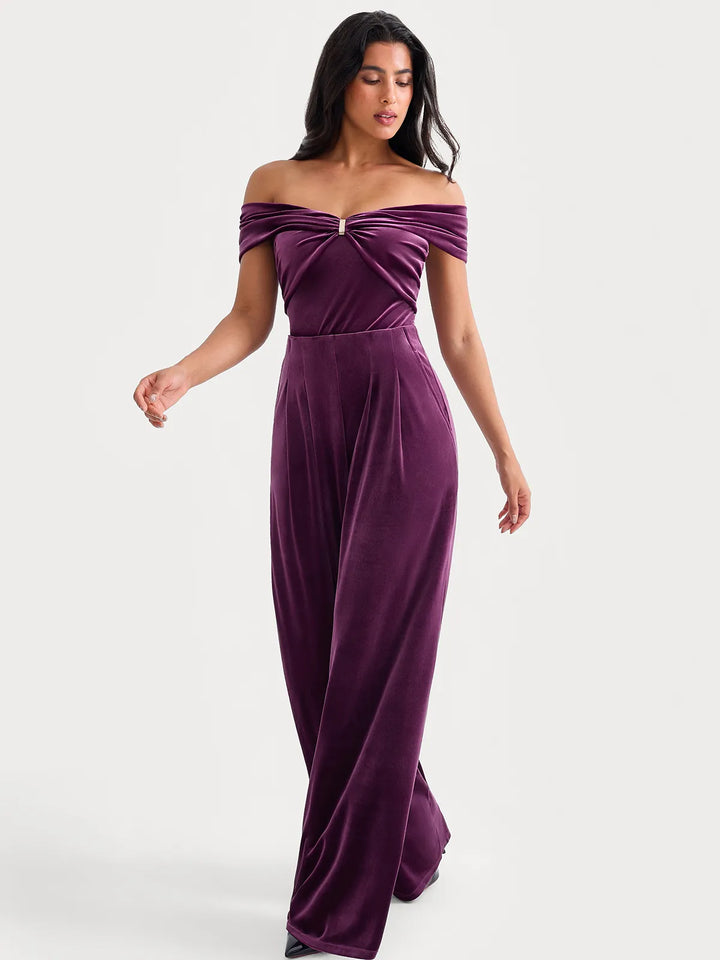 Velvet Wide-Leg Sculpting Trousers - Modefluss
