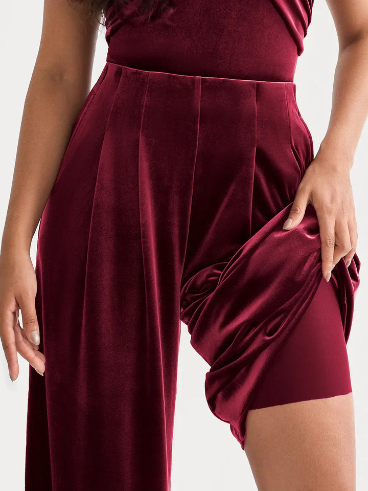Velvet Wide-Leg Sculpting Trousers - Modefluss