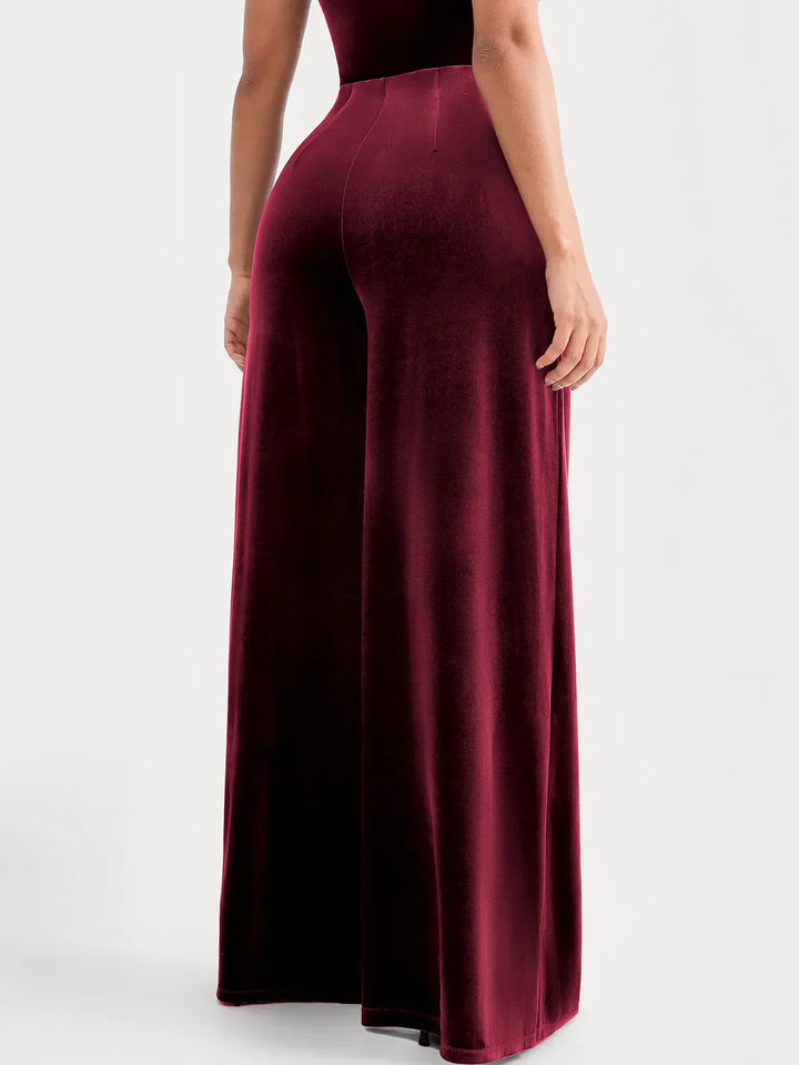 Velvet Wide-Leg Sculpting Trousers - Modefluss