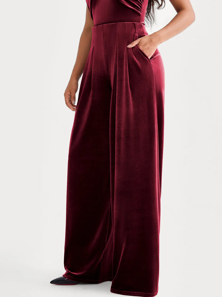 Velvet Wide-Leg Sculpting Trousers - Modefluss