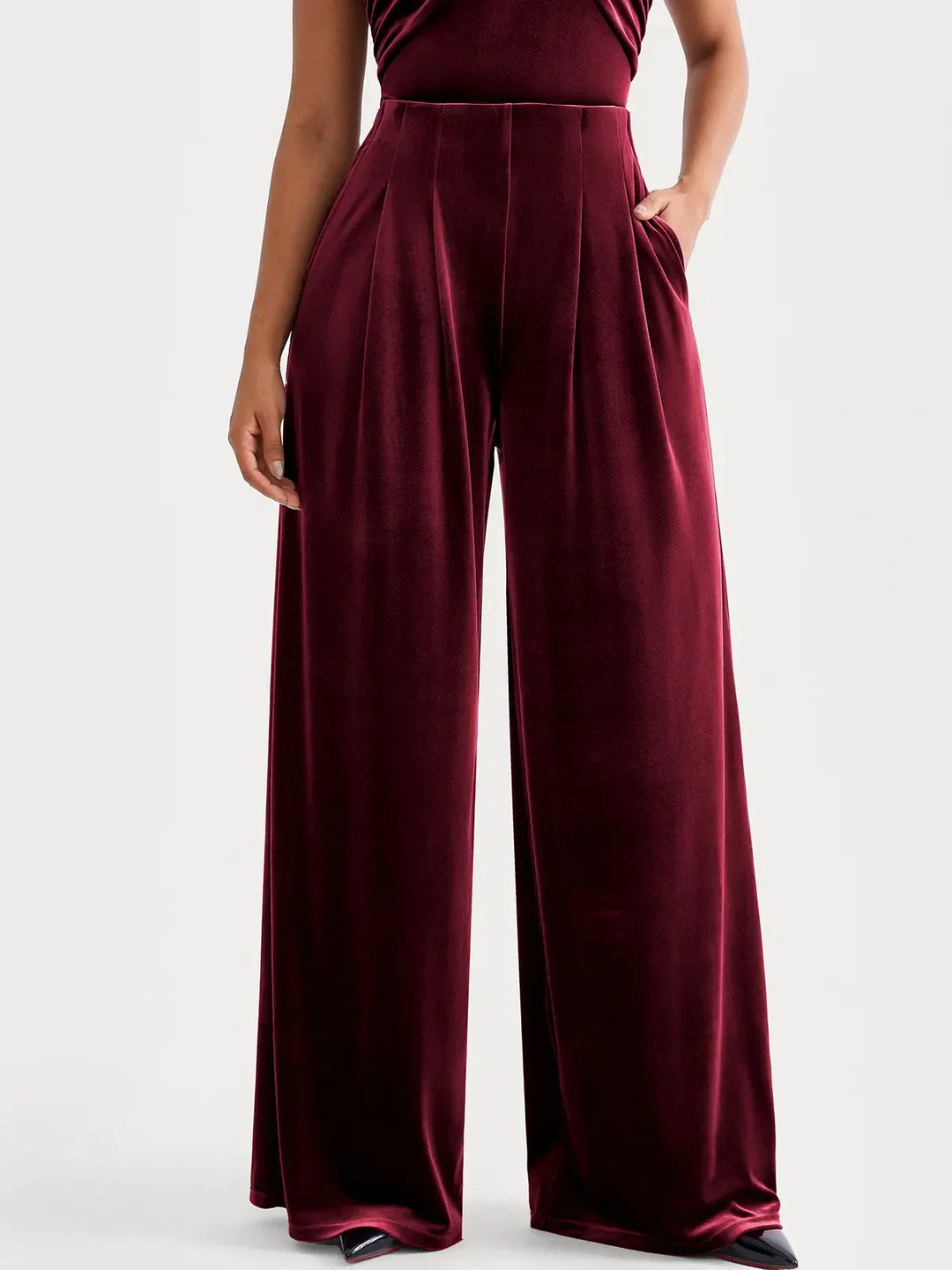 Velvet Wide-Leg Sculpting Trousers - Modefluss