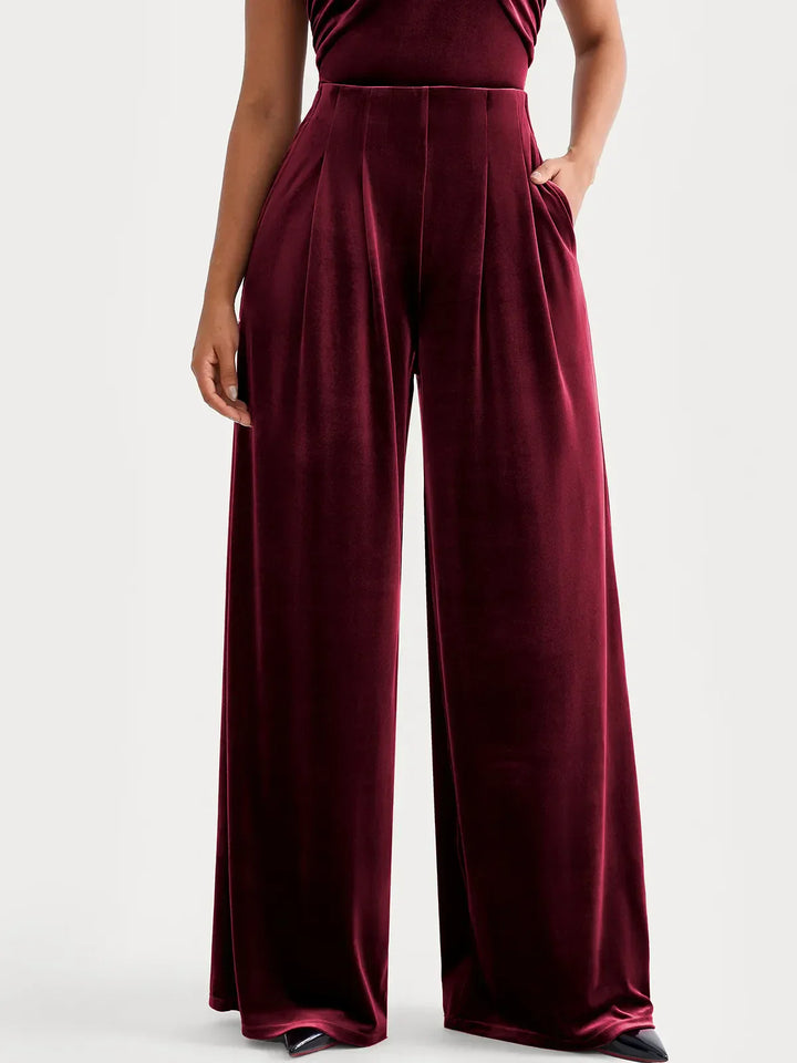 Velvet Wide-Leg Sculpting Trousers - Modefluss