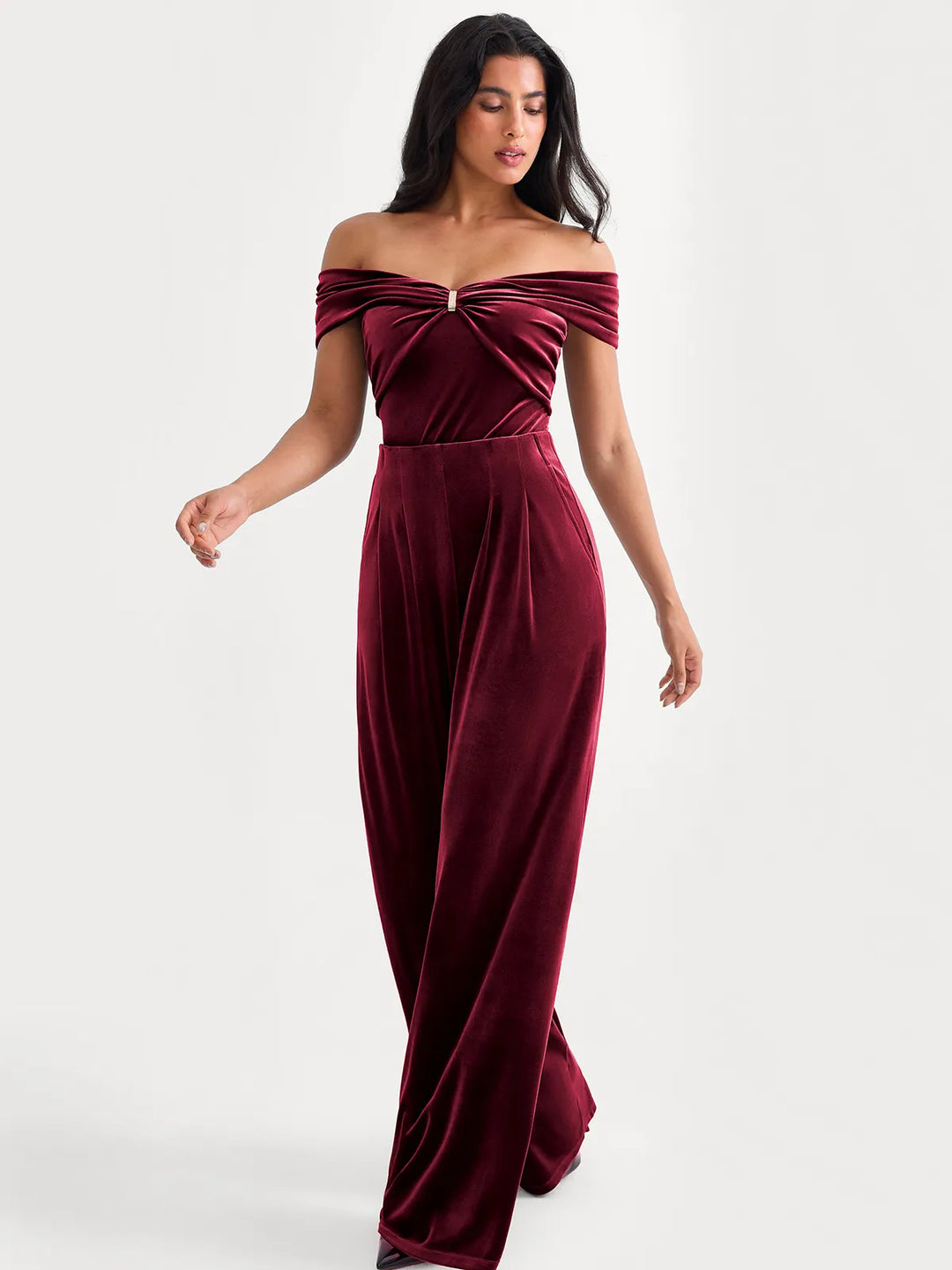 Velvet Wide-Leg Sculpting Trousers - Modefluss