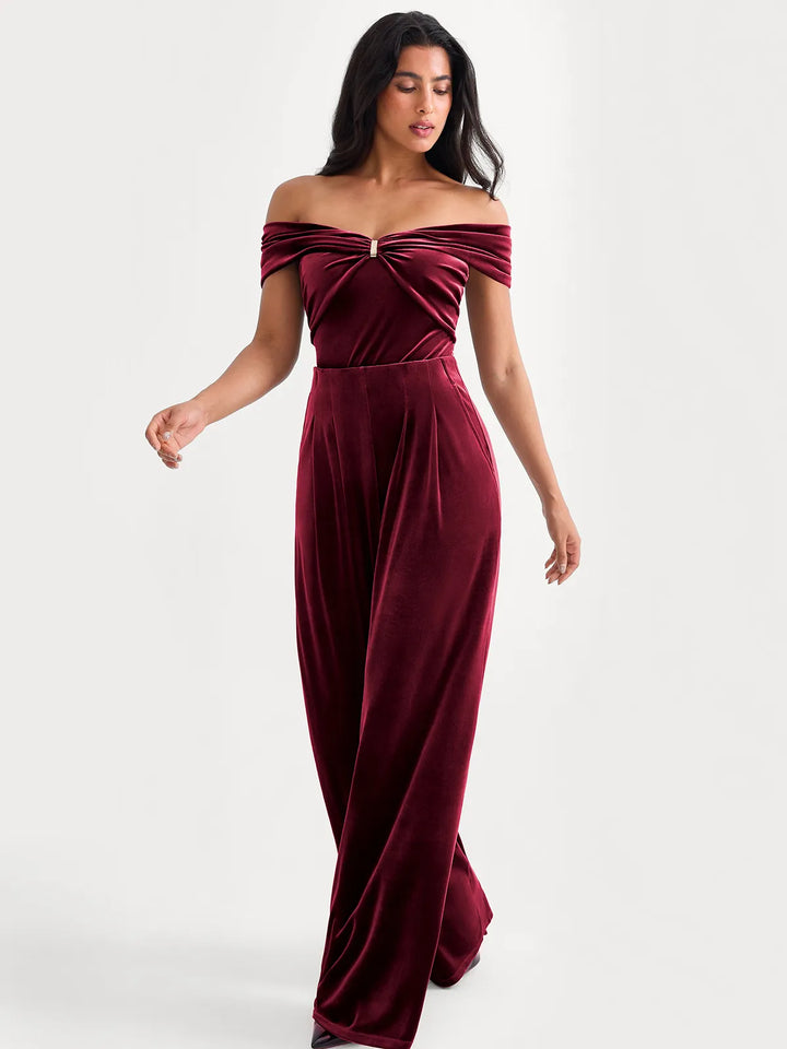 Velvet Wide-Leg Sculpting Trousers - Modefluss