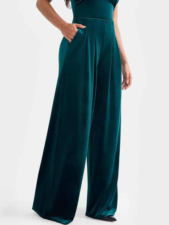 Velvet Wide-Leg Sculpting Trousers - Modefluss
