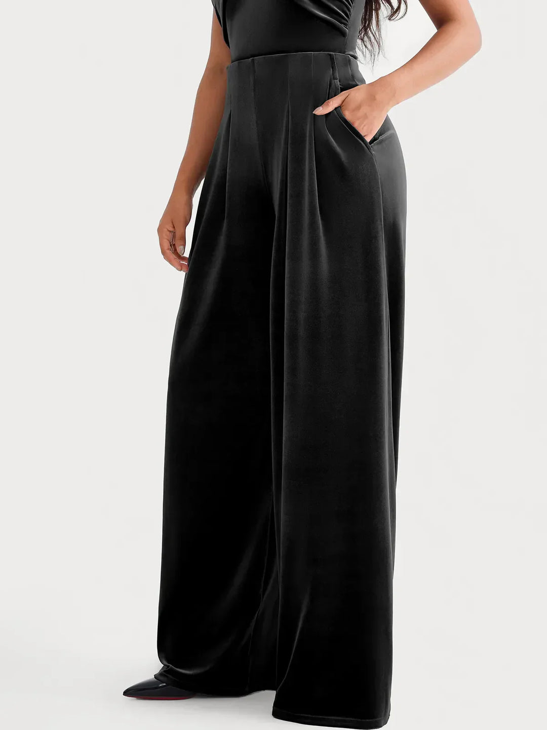 Velvet Wide-Leg Sculpting Trousers - Modefluss