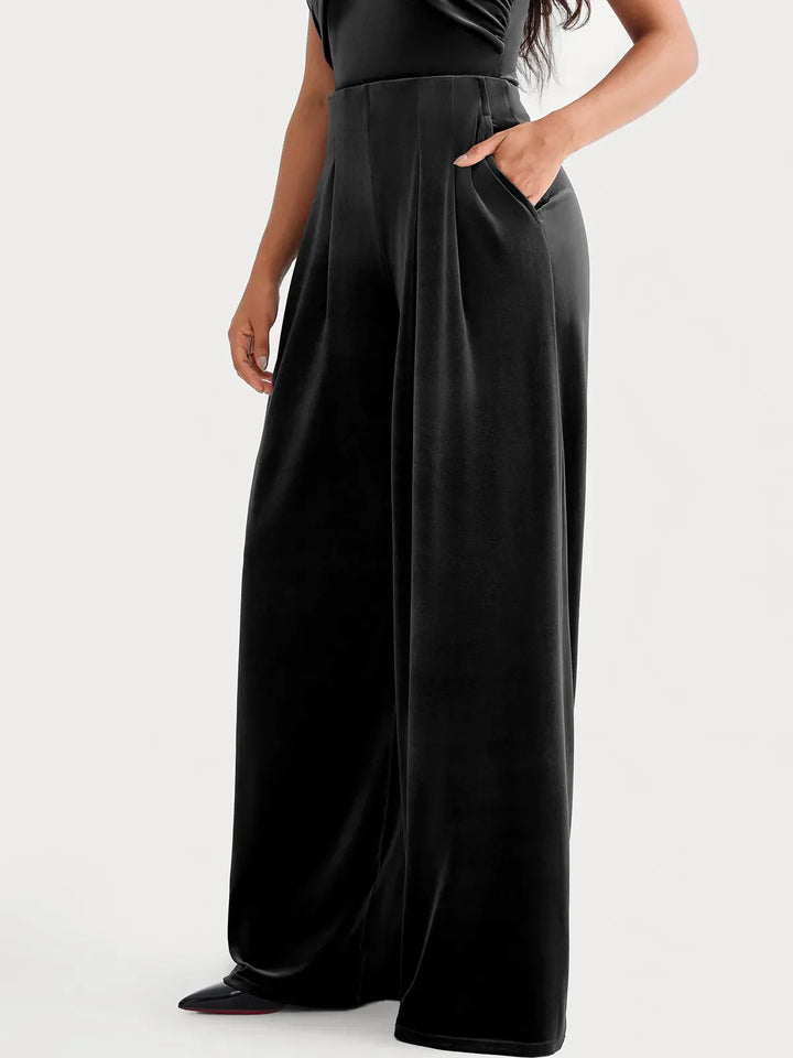 Velvet Wide-Leg Sculpting Trousers - Modefluss