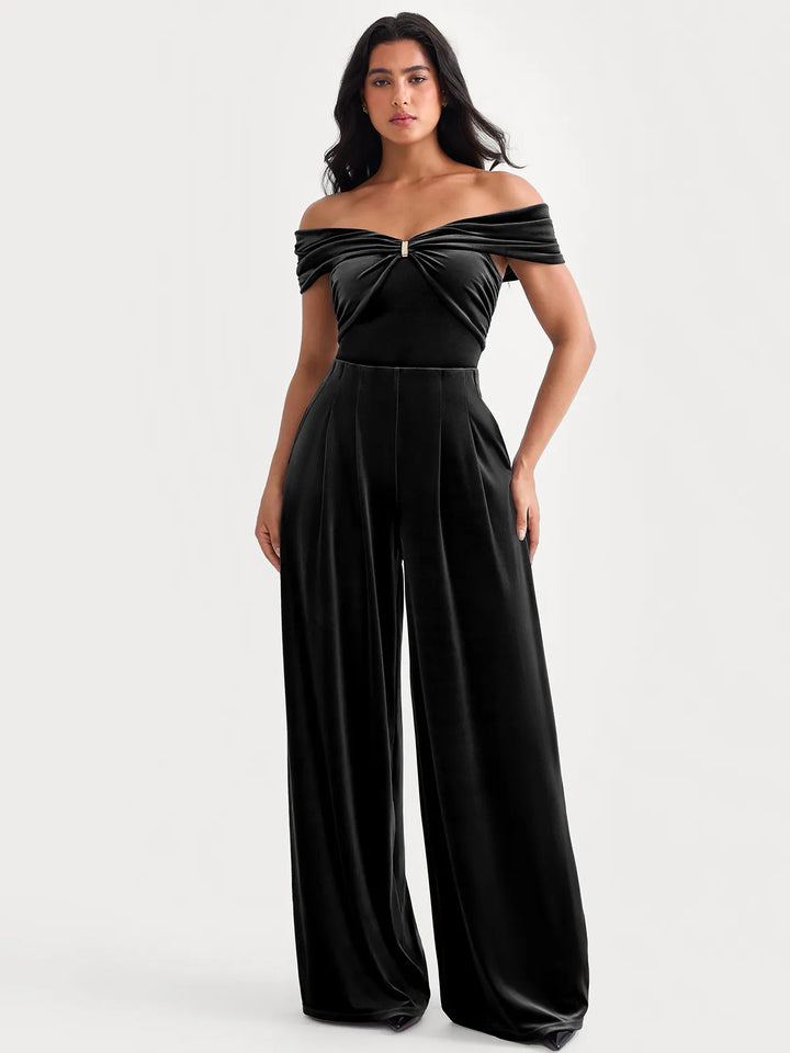 Velvet Wide-Leg Sculpting Trousers - Modefluss
