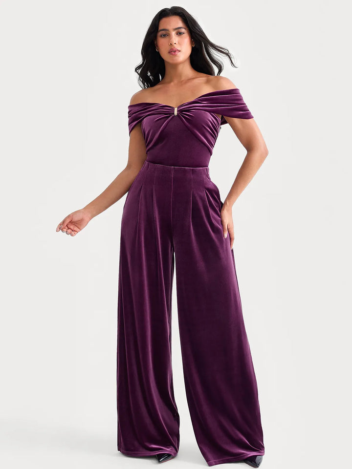 Velvet Wide-Leg Sculpting Trousers - Modefluss