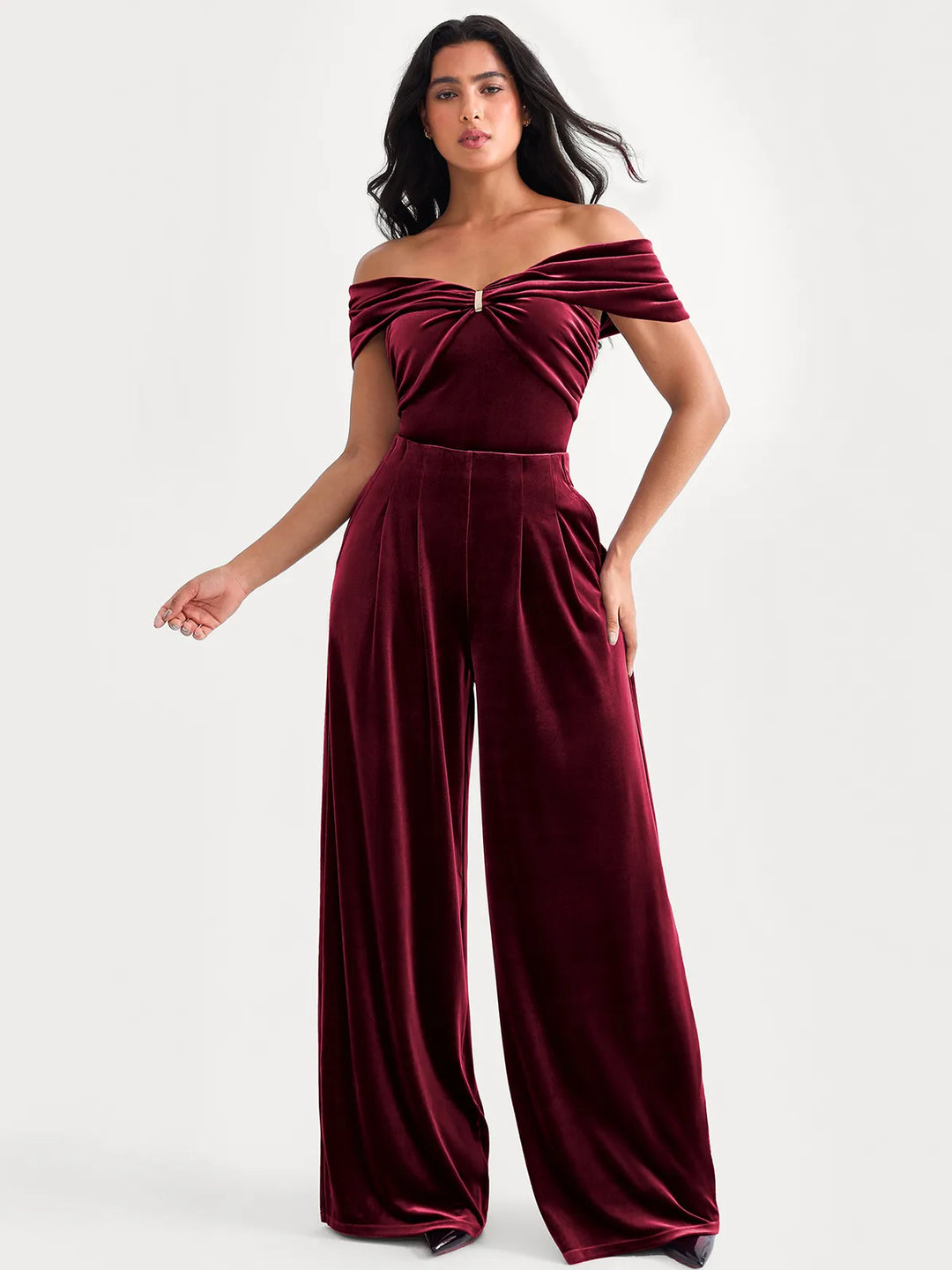 Velvet Wide-Leg Sculpting Trousers - Modefluss