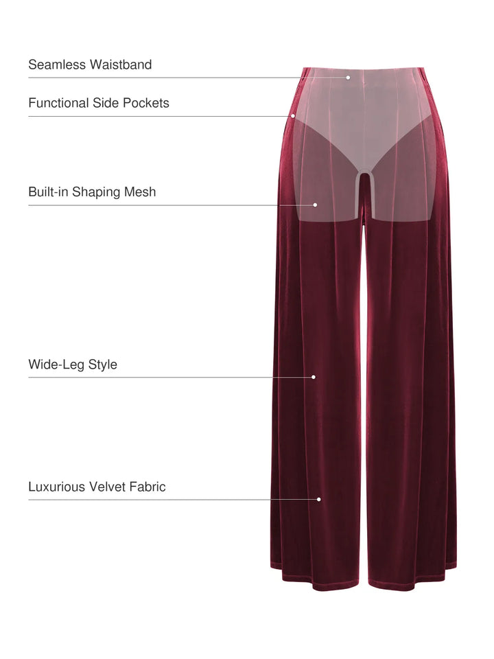 Velvet Wide-Leg Sculpting Trousers - Modefluss