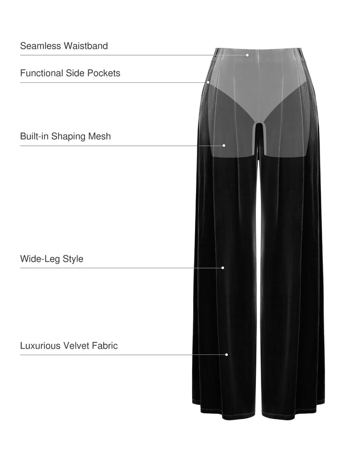 Velvet Wide-Leg Sculpting Trousers - Modefluss