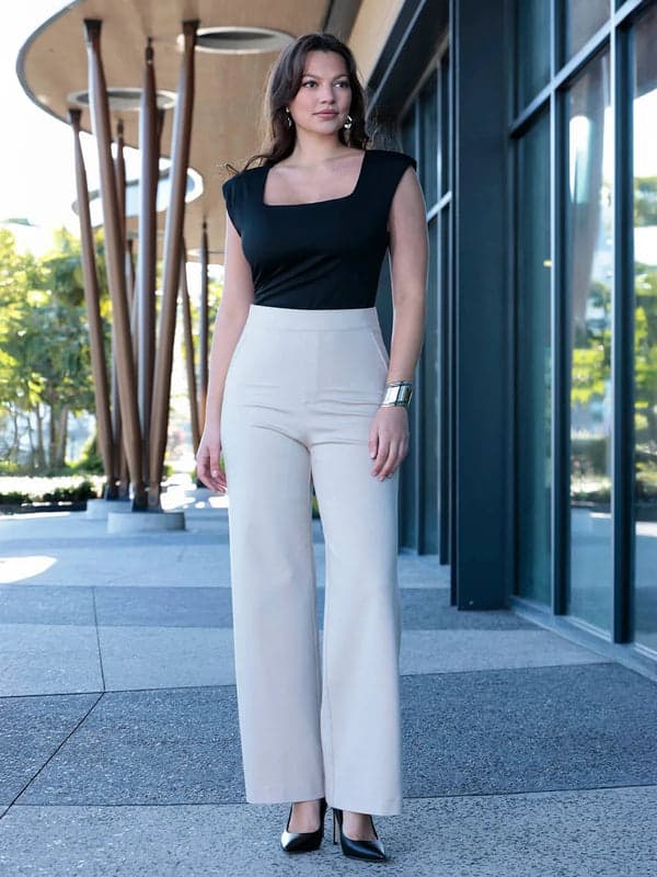 Velvet Wide-Leg Sculpting Trousers - Modefluss