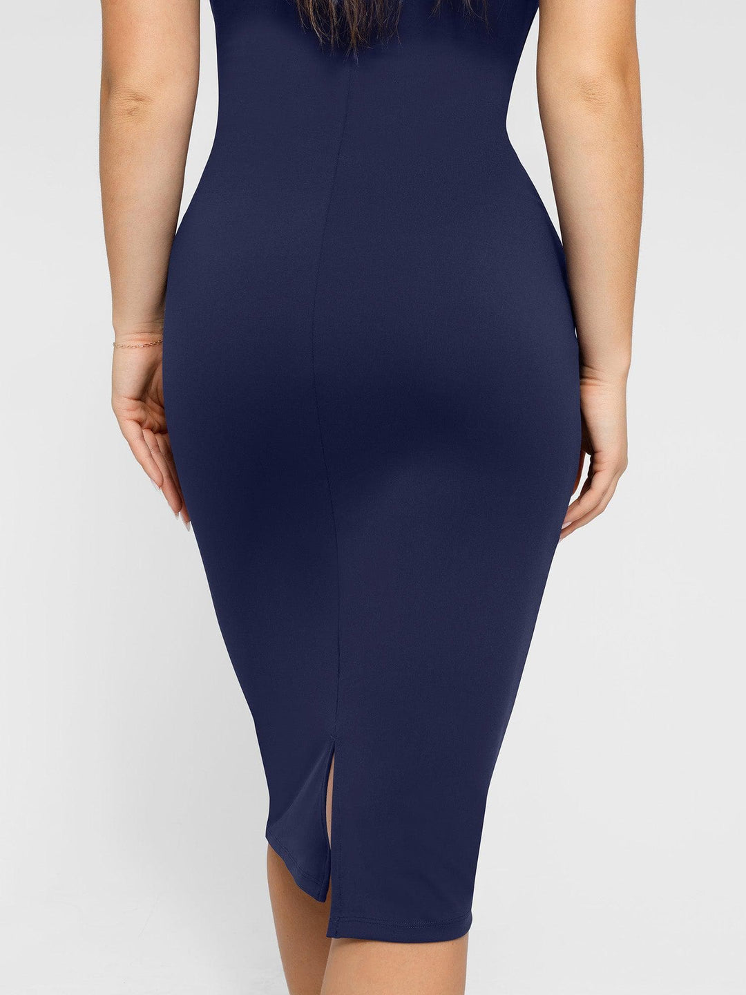 Shapewear Sleeveless Boatneck Sculpting Midi Work Dress - Modefluss