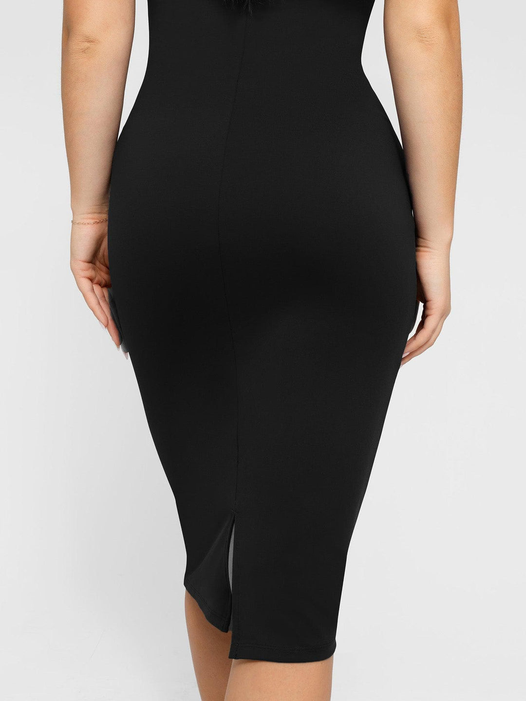Shapewear Sleeveless Boatneck Sculpting Midi Work Dress - Modefluss