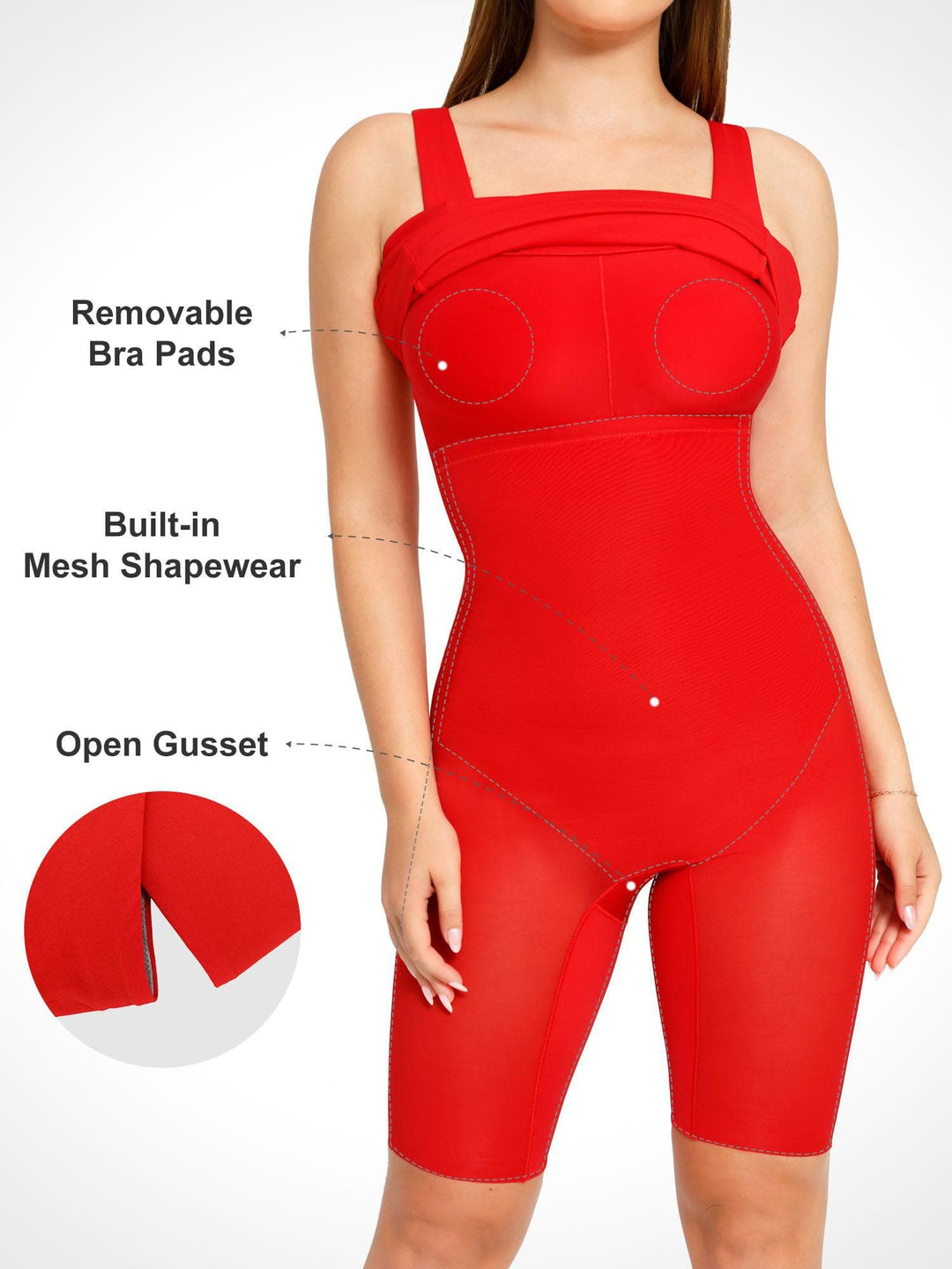 Shapewear Sleeveless Square Neck Sculpting Midi Work Dress - Modefluss