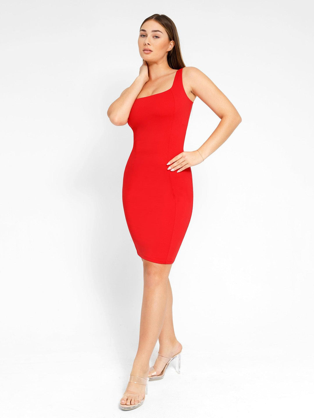 Shapewear Sleeveless Square Neck Sculpting Midi Work Dress - Modefluss