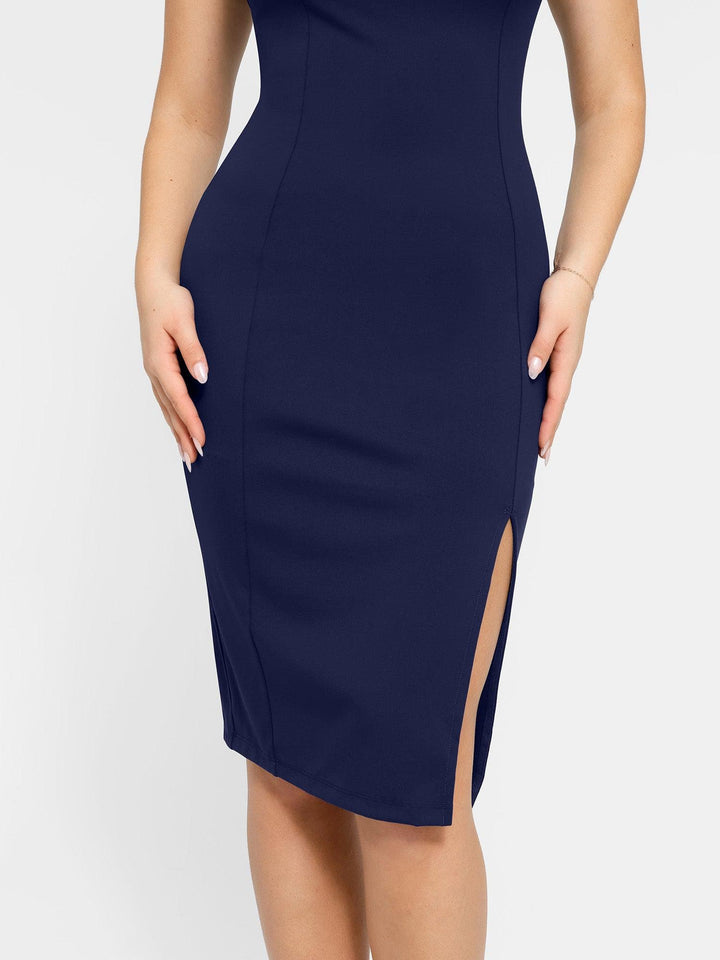 Shapewear Square Neck Slimming Midi Work Dress - Modefluss