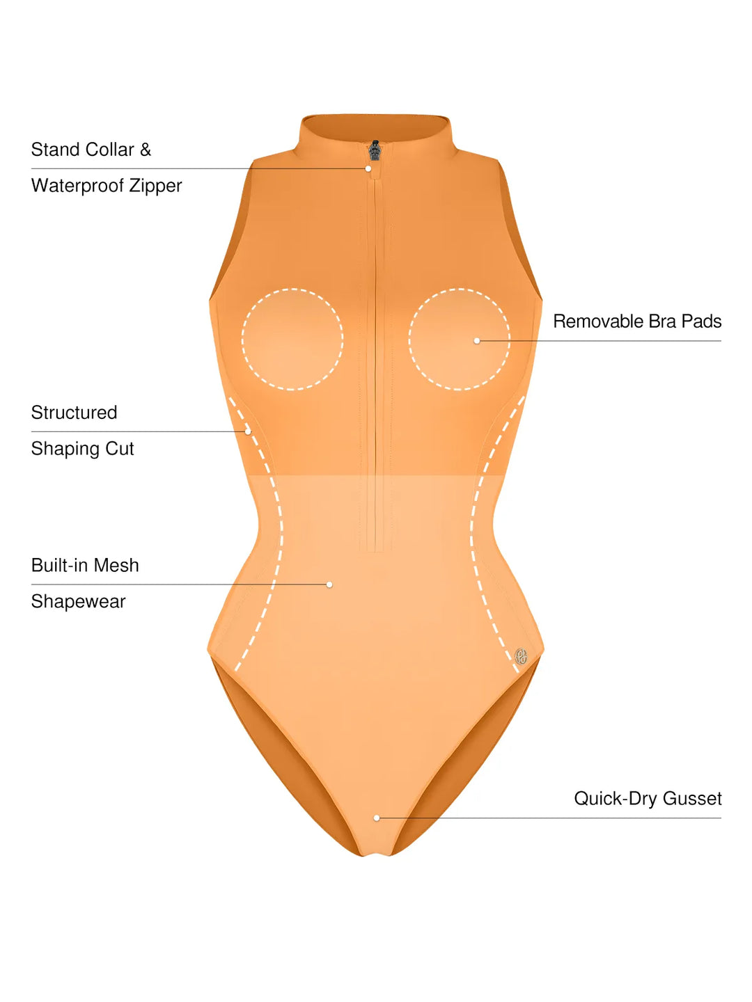 Zip-Front Waist Shaping Swimsuit - Modefluss